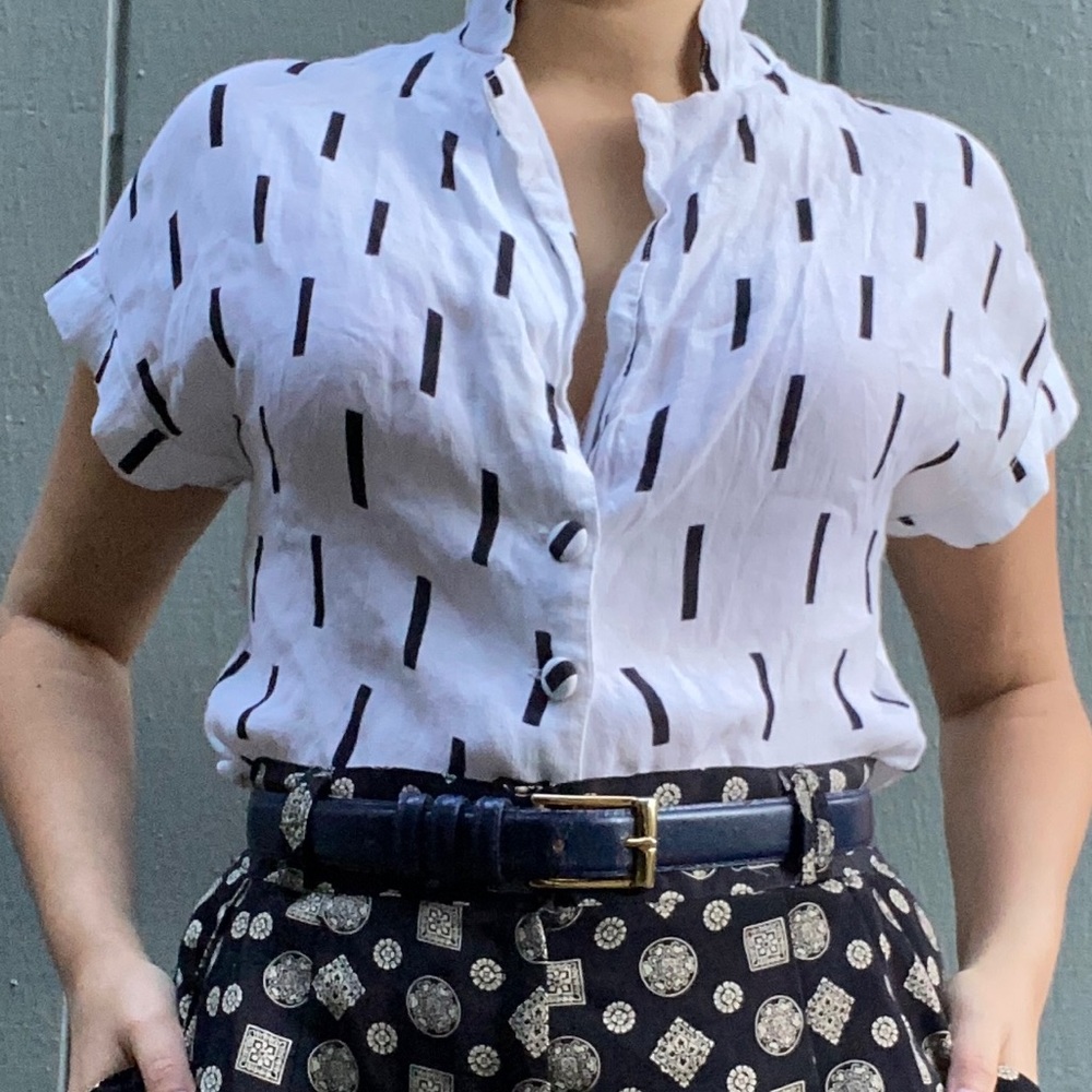 Motel Rocks Collared Patterned Crop Top